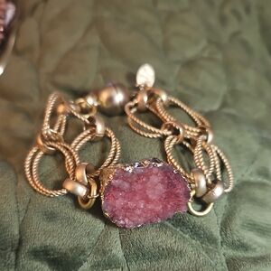 Gold and Pink Stone Bracelet